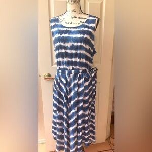 NWT Single Thread Blue & White Tie Dye Sleeveless Dress